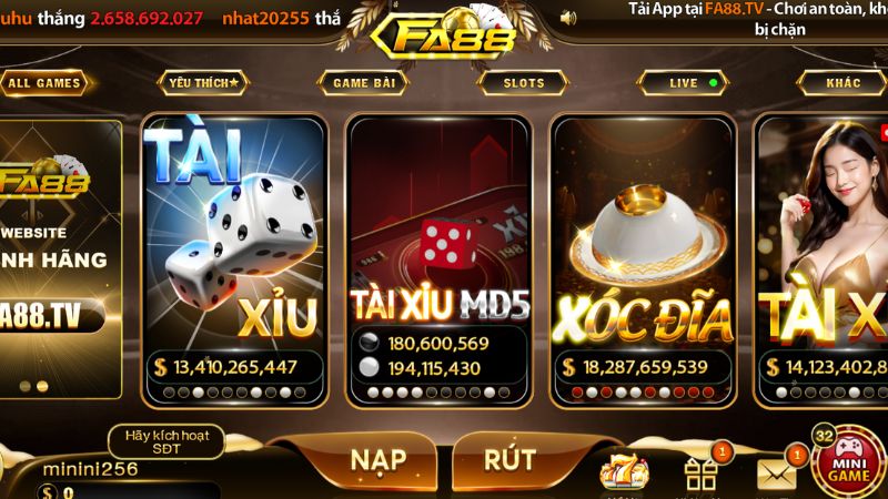 Cổng game FA88 chơi tài xỉu đổi thưởng