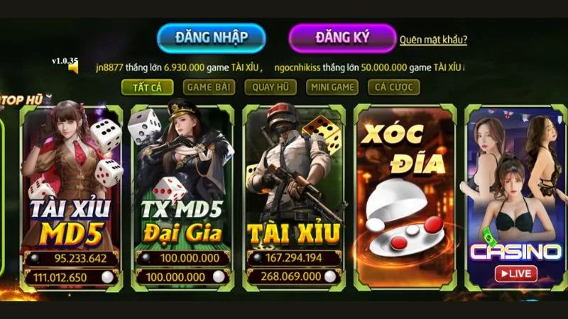 Giao diện cổng game tài xỉu Zomclub